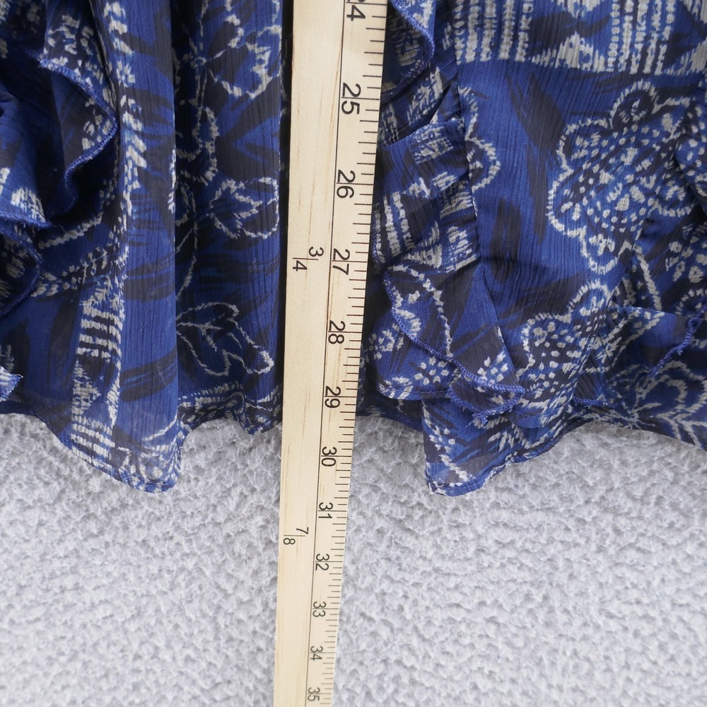 Coldwater Creek Womens Chiffon Ruffle Skirt XL Petite Blue Floral Paisley Fairy - Picture 10 of 12